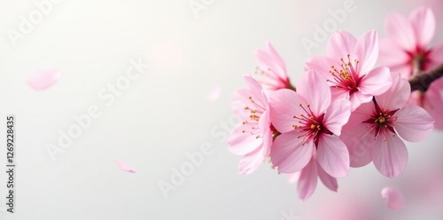 Wallpaper Mural Delicate pink cherry blossoms, pristine white background, background, isolated flowers Torontodigital.ca