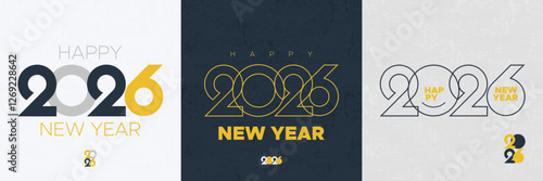 Concept of number 2026 for 2026 New Year symbol and sign. Happy New Year 2026 square template. 2026 logo number