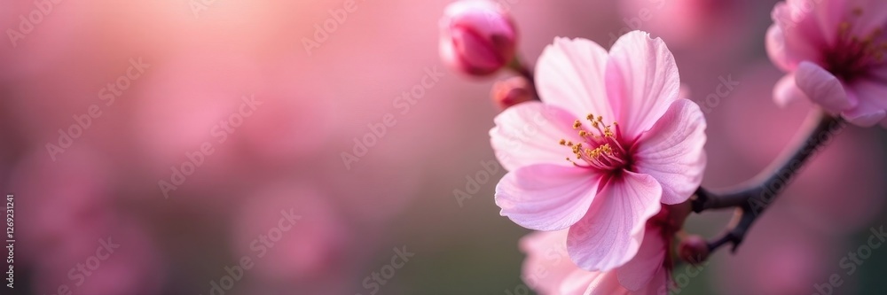Pink blossom in focus, soft floral bokeh background, petal, vibrant Pink blossom in focus, soft floral bokeh background, petal, vibrant