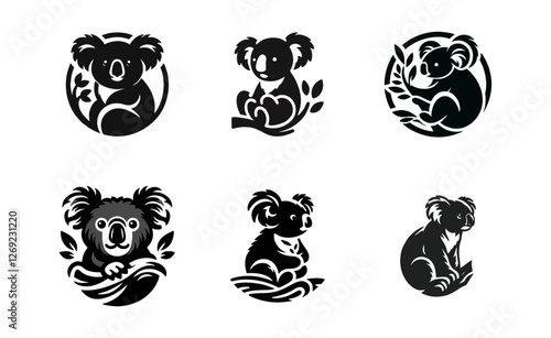 logo icon koala animal silhouette black icon on white background