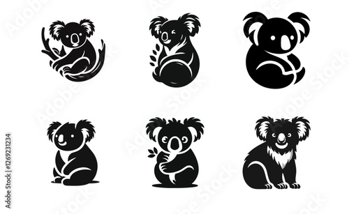 logo icon koala animal silhouette black icon on white background