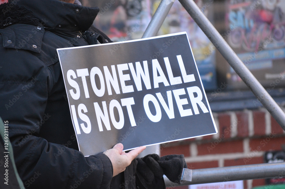 Rally for transgender rights outside the Stonewall Inn in New York City.