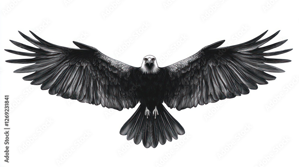 Fototapeta premium Powerful eagle in flight, isolated graphic design, illustration
