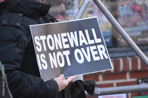 Obraz na płótnie Rally for transgender rights outside the Stonewall Inn in New York City. w salonie