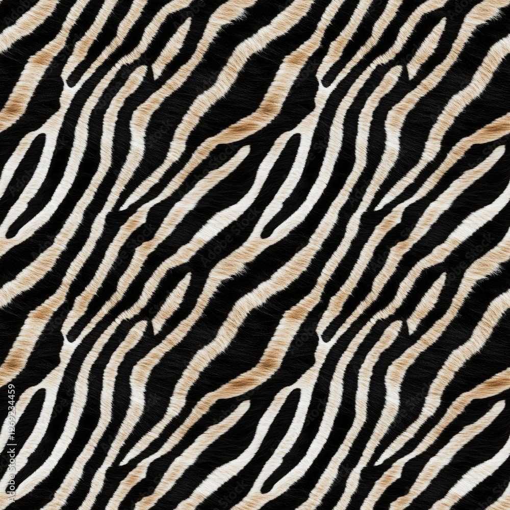 Zebra, white tiger fur, photorealistic image. Seamless pattern. Animalistic trendy print. Cover, wallpaper, packaging for the brand. Zebra, white tiger fur, photorealistic image. Seamless pattern. Animalistic trendy print. Cover, wallpaper, packaging for the brand.