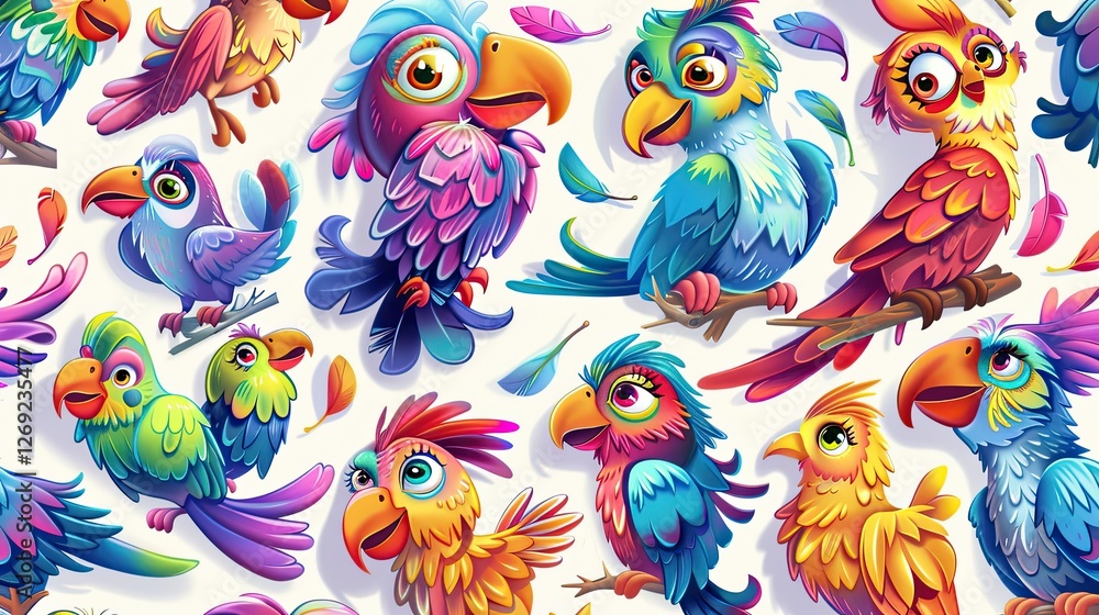 Obraz premium Cute cartoon bird pattern
