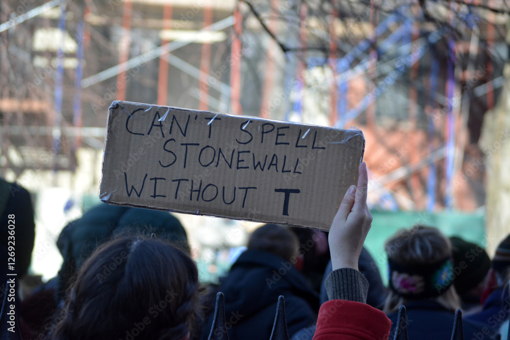 Rally for transgender rights outside the Stonewall Inn in New York City.