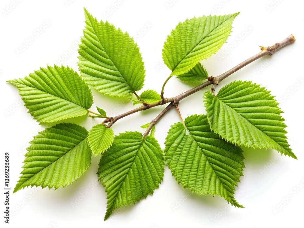 High-res elm twigs, stark white background. Ideal stock photo for botanical, nature, and design uses. High-res elm twigs, stark white background. Ideal stock photo for botanical, nature, and design uses.