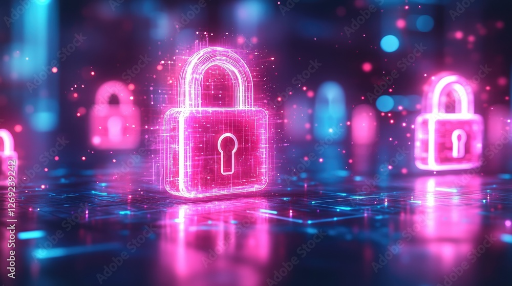 custom made wallpaper toronto digitalA digital representation of glowing locks symbolizing cybersecurity and data protection.