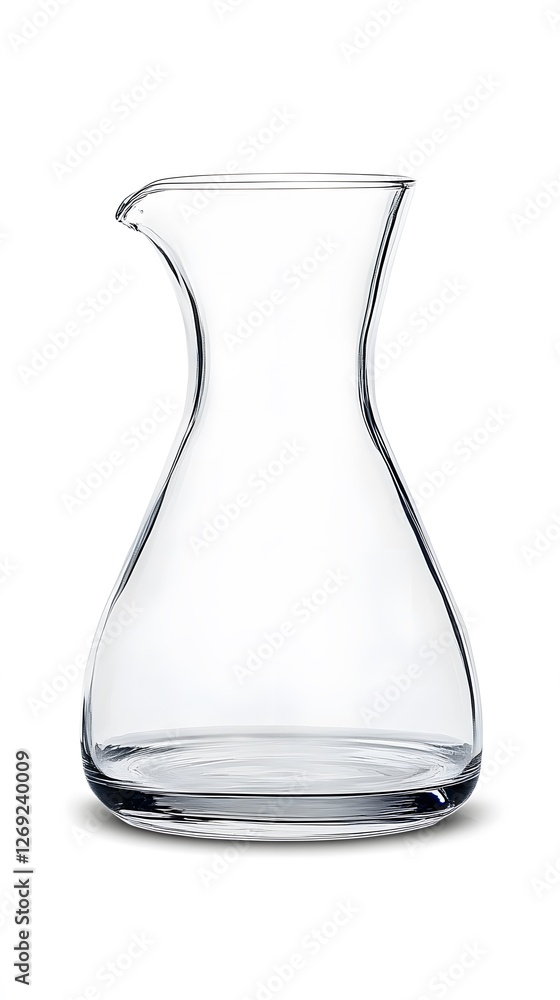 Elegant Empty Glass Pitcher, Clear Beverage Carafe, Modern Kitchenware Elegant Empty Glass Pitcher, Clear Beverage Carafe, Modern Kitchenware