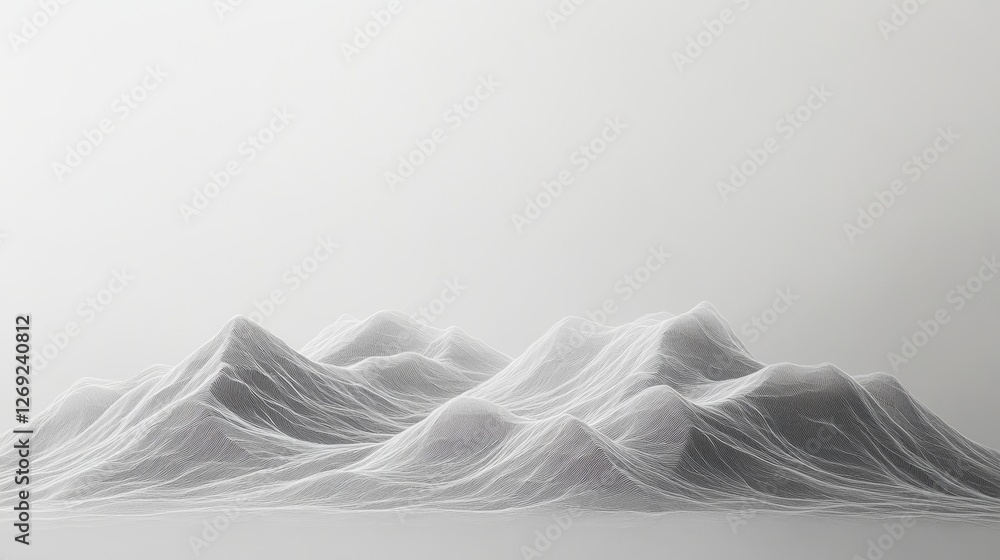 Obraz premium Ethereal Hills in Monochrome Waves of Tranquil Elegance