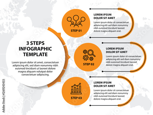 Infographic template with icons and 3 options or 3 steps. Can be used for workflow layout, diagram, timeline, banner, webdesign, business report, presentation. Vector illustration.