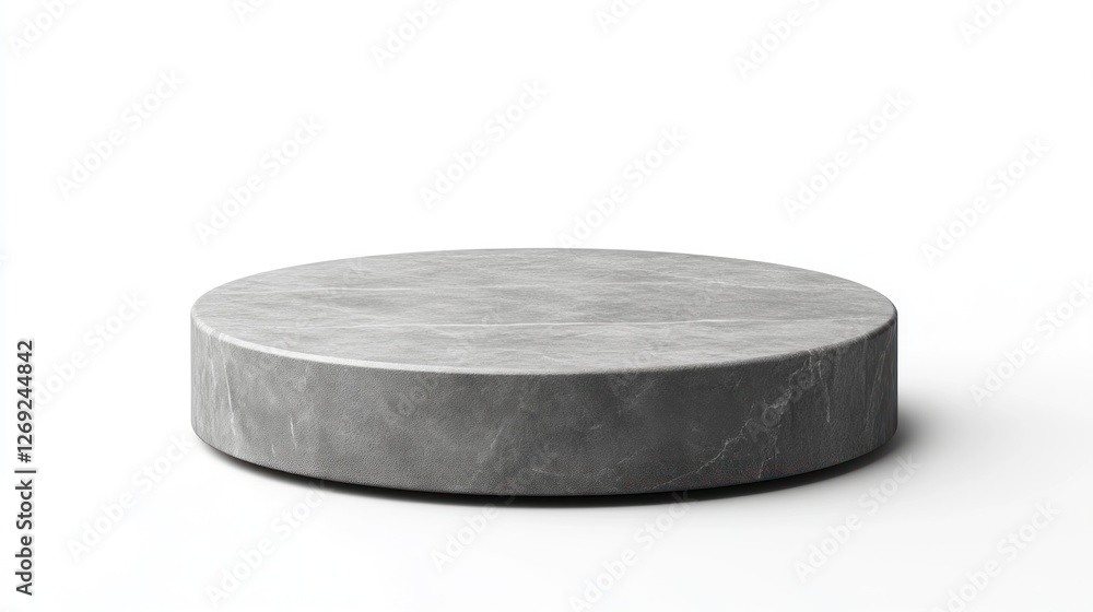 Grey marble round pedestal, blank background, product display Grey marble round pedestal, blank background, product display