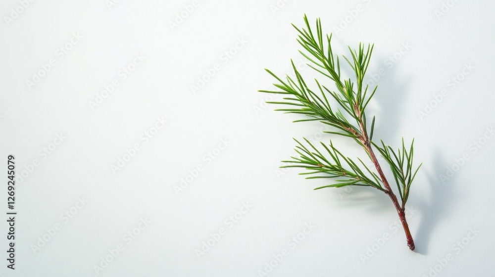 Green sprig, white background, nature, shadow, botany Green sprig, white background, nature, shadow, botany