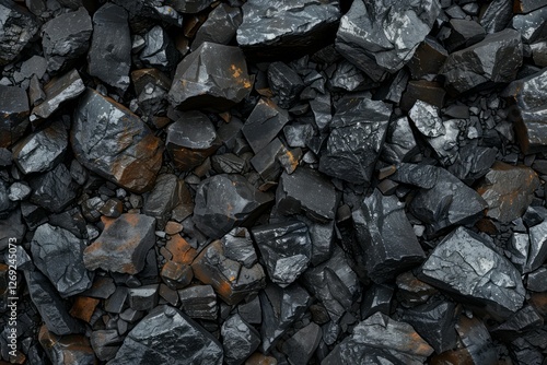 Wallpaper Mural Photo of Big pile of natural black coals. Detailed photo textured background Torontodigital.ca