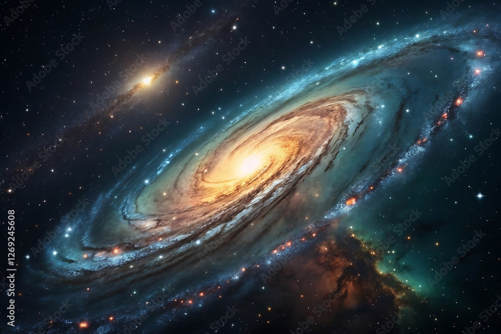 Obraz premium Abstract Space with Bright Planet and Stars