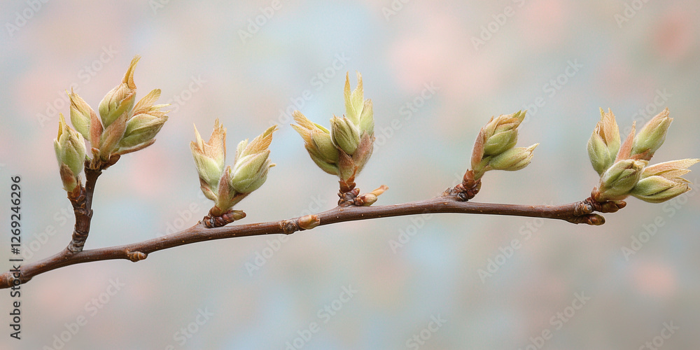 Spring buds blooming on a delicate branch Spring buds blooming on a delicate branch
