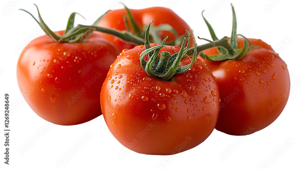 Vine-Grown Tomatoes Juicy and Organic, Healthy Food for Summer Garden Displays, isolated on transparent background. Vine-Grown Tomatoes Juicy and Organic, Healthy Food for Summer Garden Displays, isolated on transparent background.