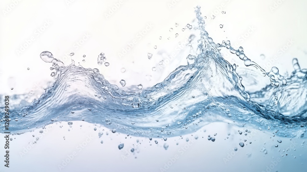A wave of water with many small droplets of water A wave of water with many small droplets of water