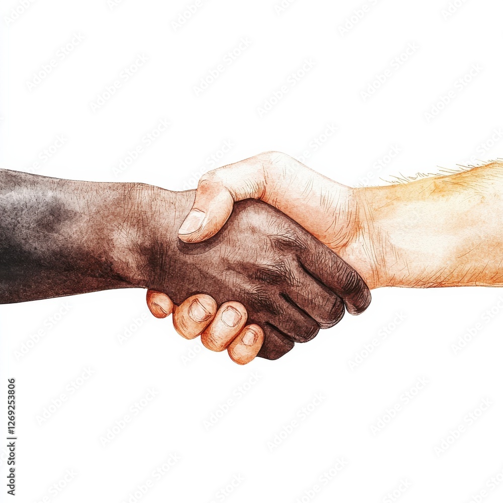 Fototapeta premium A powerful handshake symbolizing unity and collaboration between diverse individuals.