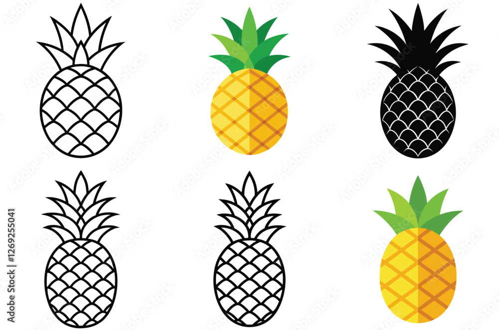 Fototapeta premium set of fruits vector art illustration 