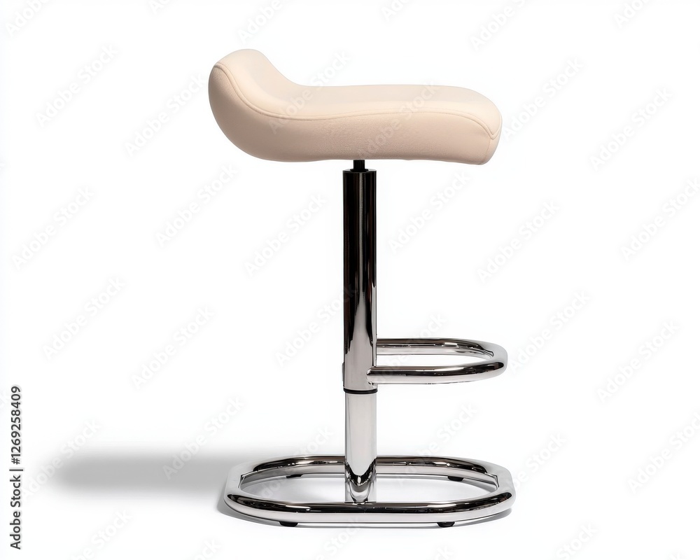 Modern Minimalist Bar Stool with Cream Upholstery and Sleek Chrome Base for Contemporary Interiors Modern Minimalist Bar Stool with Cream Upholstery and Sleek Chrome Base for Contemporary Interiors