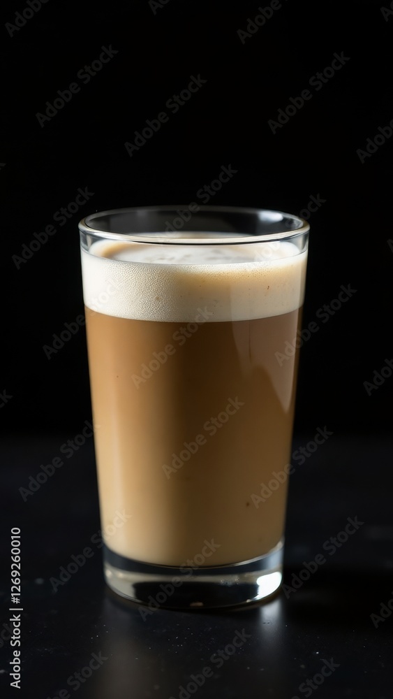 Glass cup of hot cappuccino coffee, latte with whipped cream. Idea for a delicious breakfast at home or in a cafe. Photo minimalism in low key Glass cup of hot cappuccino coffee, latte with whipped cream. Idea for a delicious breakfast at home or in a cafe. Photo minimalism in low key
