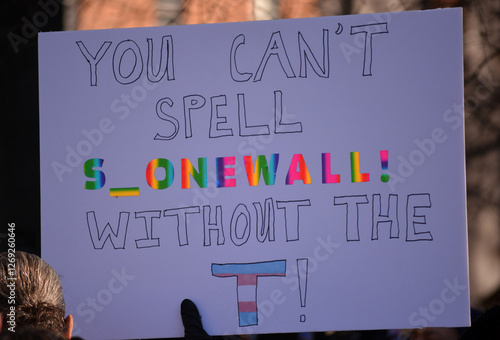 Obraz na płótnie Rally for transgender rights outside the Stonewall Inn in New York City. w salonie