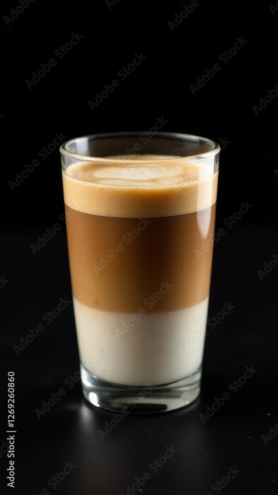 Glass cup of hot cappuccino coffee, latte with whipped cream. Idea for a delicious breakfast at home or in a cafe. Photo minimalism in low key Glass cup of hot cappuccino coffee, latte with whipped cream. Idea for a delicious breakfast at home or in a cafe. Photo minimalism in low key