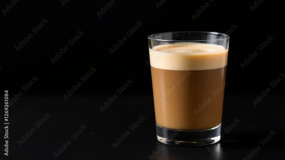 Glass cup of hot cappuccino coffee, latte with whipped cream. Idea for a delicious breakfast at home or in a cafe. Photo minimalism in low key Glass cup of hot cappuccino coffee, latte with whipped cream. Idea for a delicious breakfast at home or in a cafe. Photo minimalism in low key