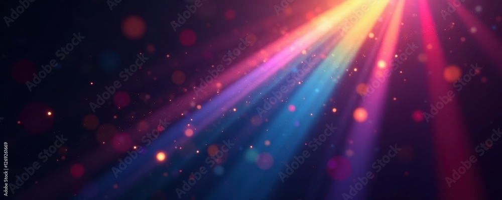 Ethereal prism rainbow flares; vibrant, translucent light streaks on black , fantasy, glitter Ethereal prism rainbow flares; vibrant, translucent light streaks on black , fantasy, glitter
