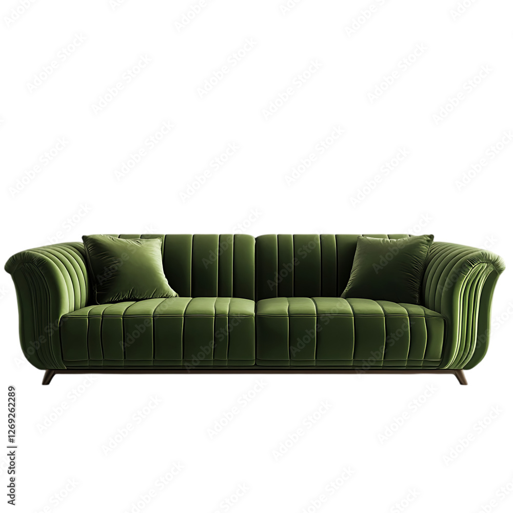 Obraz premium Elegant Green Velvet Button Sofa home isolated on transparent background