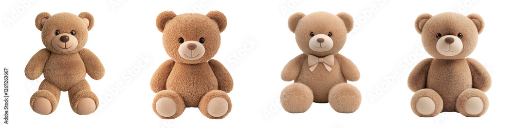 Obraz premium Adorable collection of soft furry teddy bears in various sizes perfect as plush companions and toys for children These huggable cozy plush animals provide comfort love