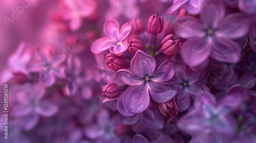 Beautiful purple background created from close-up shots of lilac flowers, showcasing the delicate spring blooms of lilacs in a dark photo.
