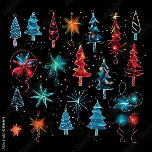 the AI Image Generator, Colorful Abstract Christmas Trees
