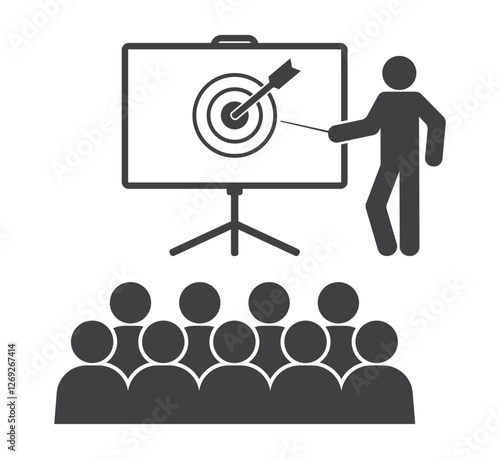 lector teacher with audience people icon