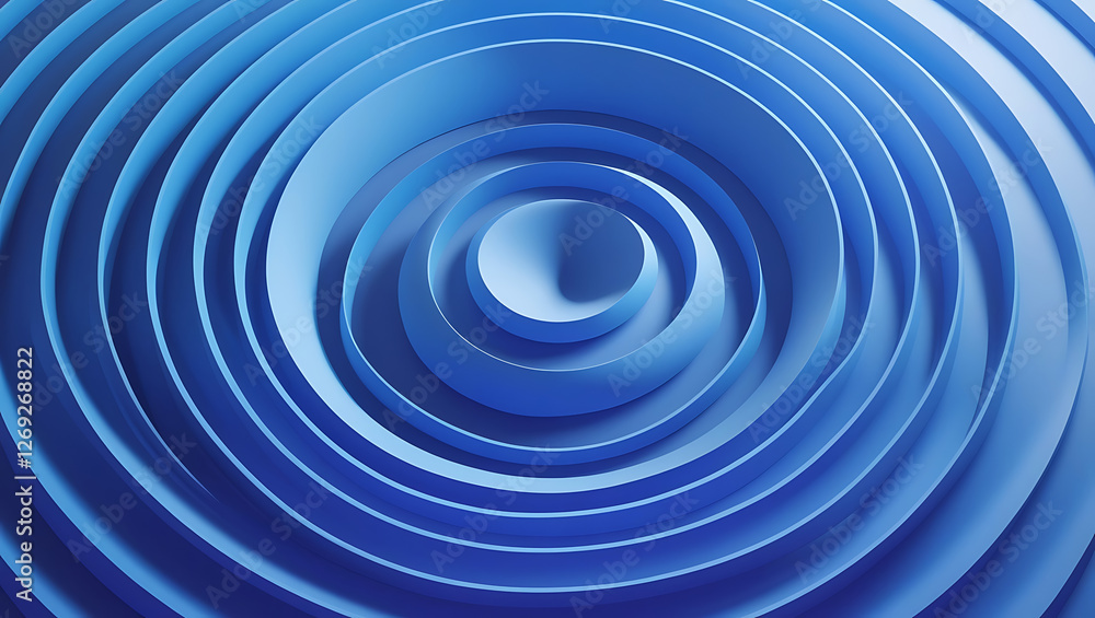 Abstract Blue Circular Waves Ripple Effect with 3D Depth and Smooth Gradient Design Abstract Blue Circular Waves Ripple Effect with 3D Depth and Smooth Gradient Design
