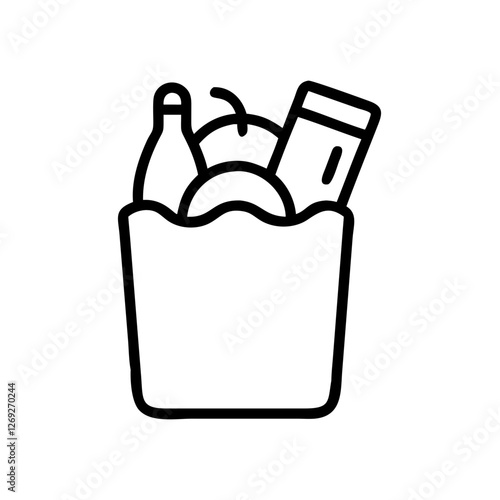 Grocery bag with food items and beverages