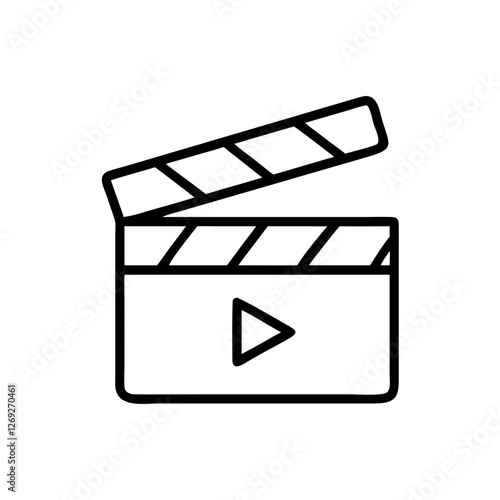 Film clapperboard with play icon on white background