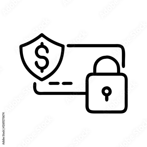 Secure payment icon with shield and padlock