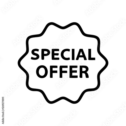 Vector outline special offer badge icon with clear text representing promotional marketing