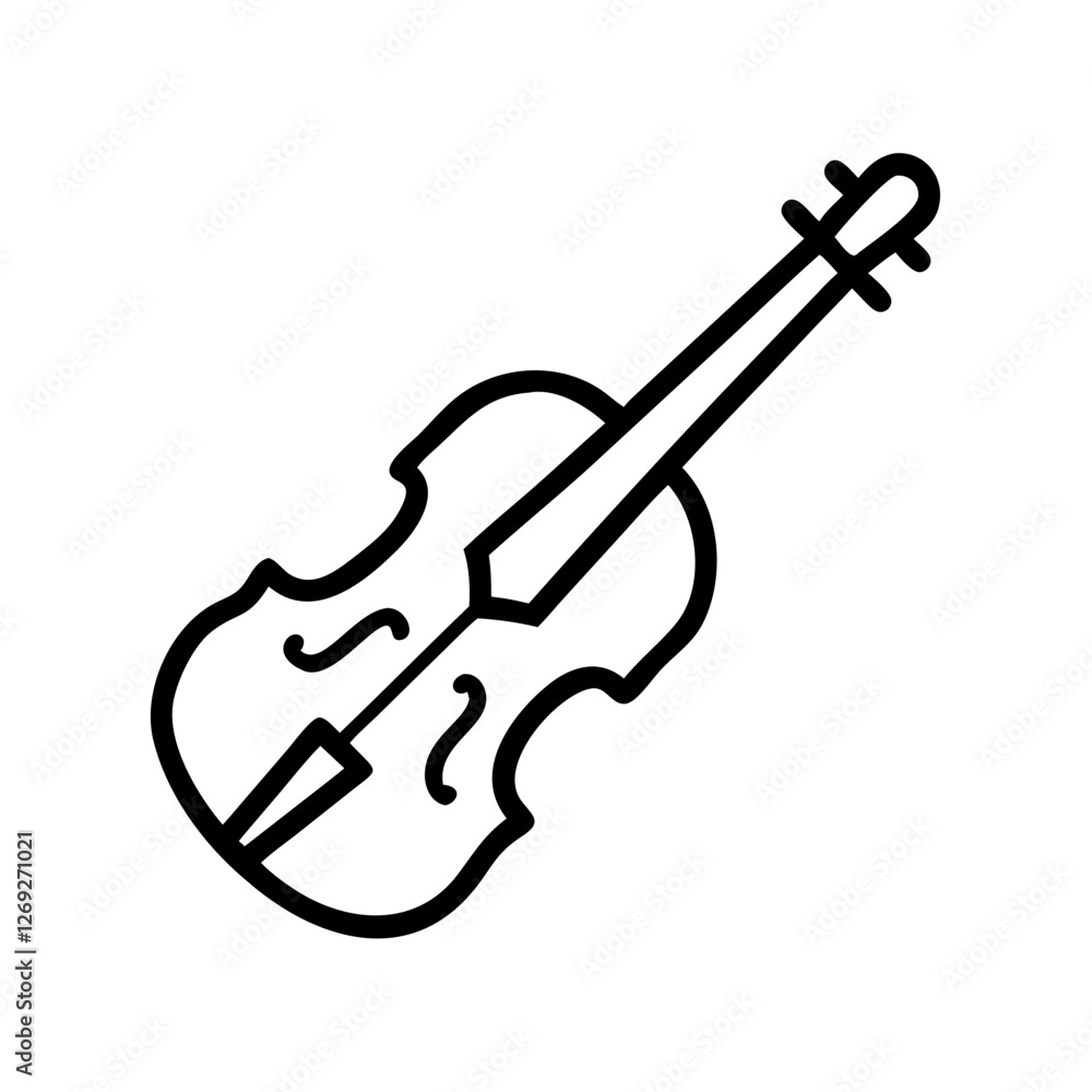 Obraz premium Simple black vector icon of a violin