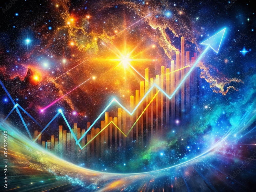 Fototapeta premium Surreal Trading Business Graph Arrows Background - Abstract Stock Photo