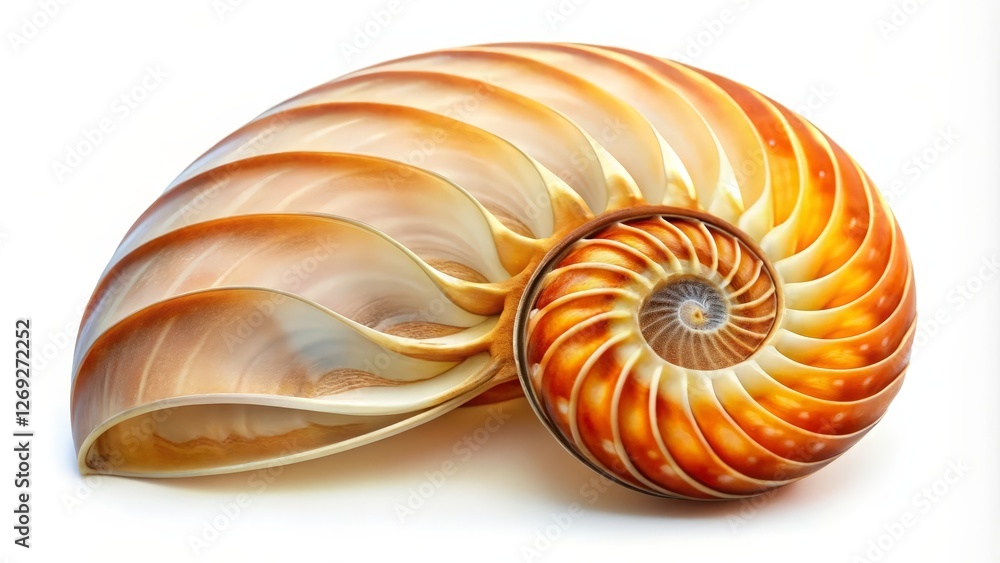 Obraz premium Nautilus Shell on White Background