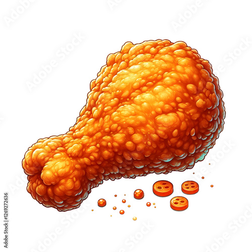 fried chicken leg isolated on white background