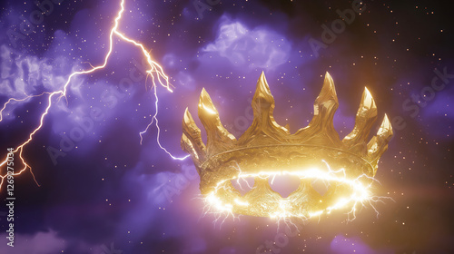 Ornate Crown in a Stormy Sky: Power and Majesty