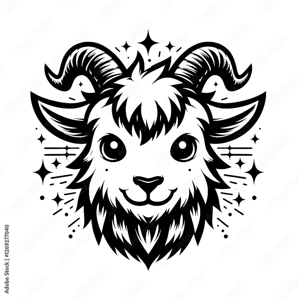 Obraz premium vector image of a goat, goat head mascot, goat, cool, style, vector, illustration, head goat