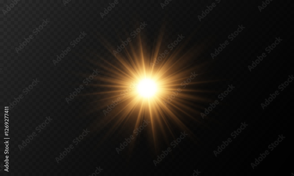 Vector golden light isolated on transparent background . Dawn and sunset light with highlights , flash light , light effect , vector illustration . Vector golden light isolated on transparent background . Dawn and sunset light with highlights , flash light , light effect , vector illustration .