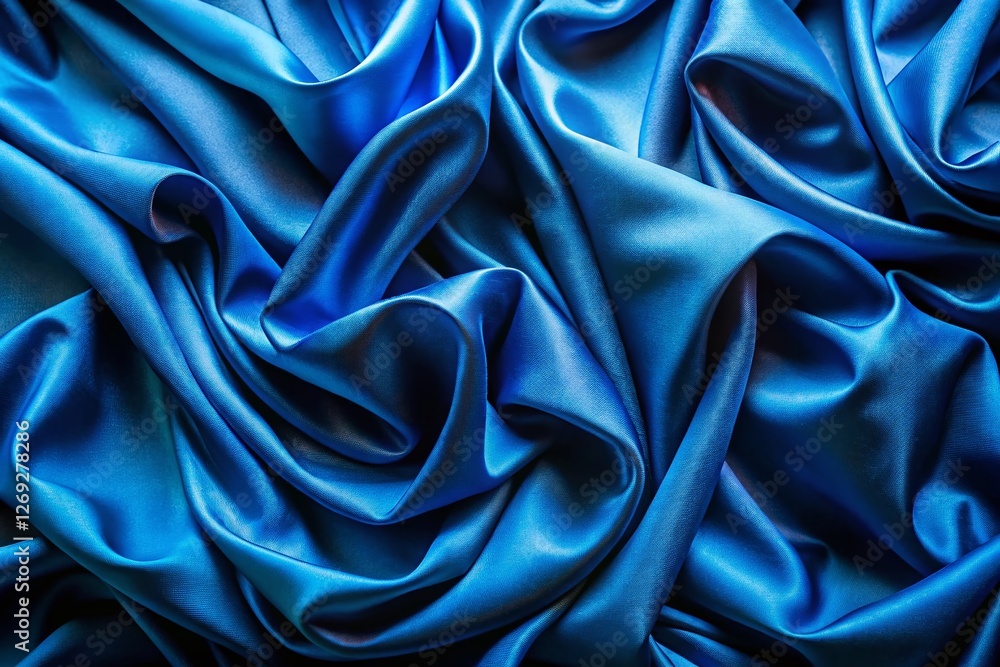 Fototapeta premium Textured Blue Fabric Background: Abstract Draped Cloth Photography