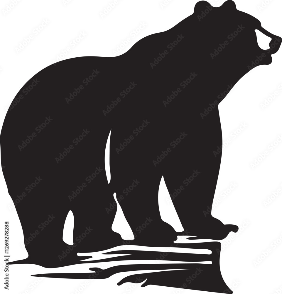Fototapeta premium Bear animal vector silhouette , clip art, and symbol. Shilhouette of animal concept and simple design